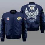 Los Angeles Rams Wings Skull Pattern Bomber Jacket – Navy Blue