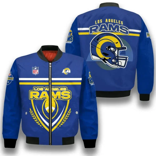 Los Angeles Rams Wings Skull Pattern Bomber Jacket – Black