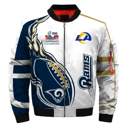 Los Angeles Rams Super Bowl LVI Champions Blue Yellow Bomber Jacket