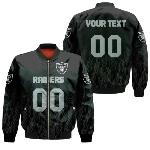 Las Vegas Raiders Curve Pattern Bomber Jacket In Black And White