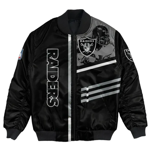 Las Vegas Raiders Darren Waller Pattern Bomber Jacket – Black