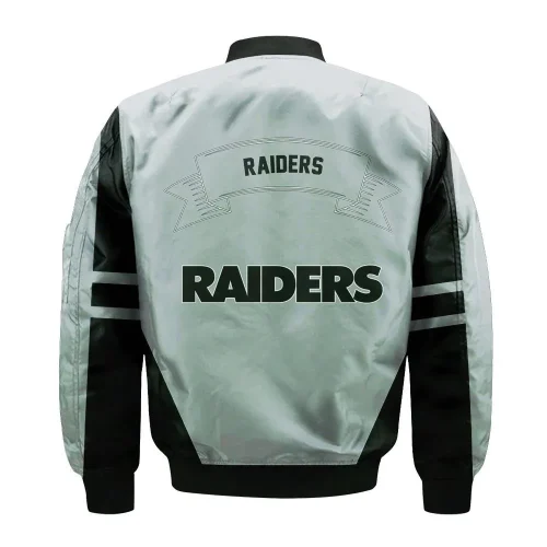 Las Vegas Raiders Bomber Jacket 3D Printed Flame Ball Pattern