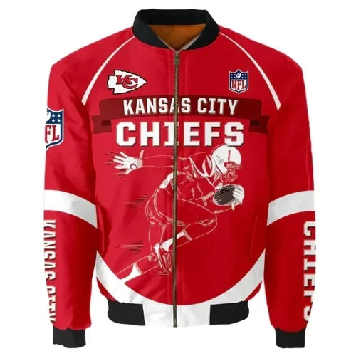 Kansas City Chiefs Pattern Bomber Jacket – Red And White