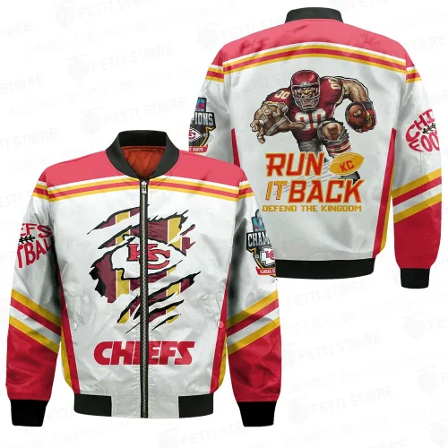 Kansas City Chiefs Pattern Bomber Jacket – Black And Red