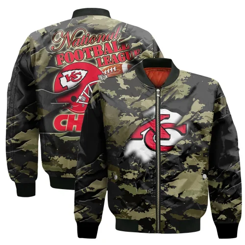 Kansas City Chiefs Bomber Jacket 3D Printed Curve Style Custom Text And Number