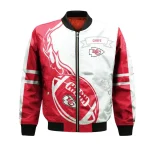 Kansas City Chiefs Bomber Jacket 3D Printed Flame Ball Pattern