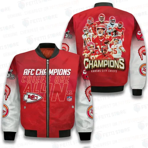 Kansas City Chiefs Bomber Jacket 3D Printed Flame Ball Pattern