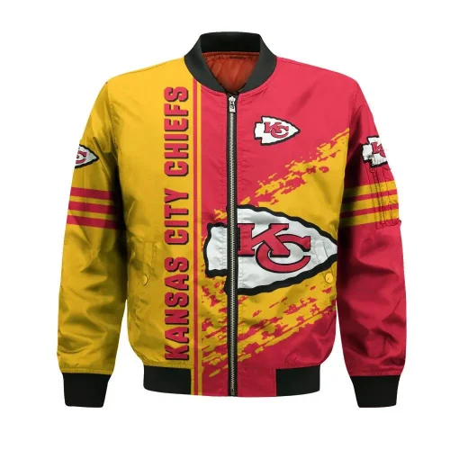 Kansas City Chiefs Afc West Personalized Bomber Jacket – Red And Yellow