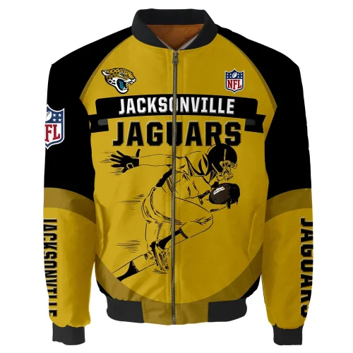 Jacksonville Jaguars Bomber Jacket 3D Printed Team Logo Custom Text And Number