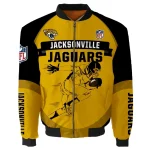 Jacksonville Jaguars Team Logo Pattern Bomber Jacket – Black And Yellow