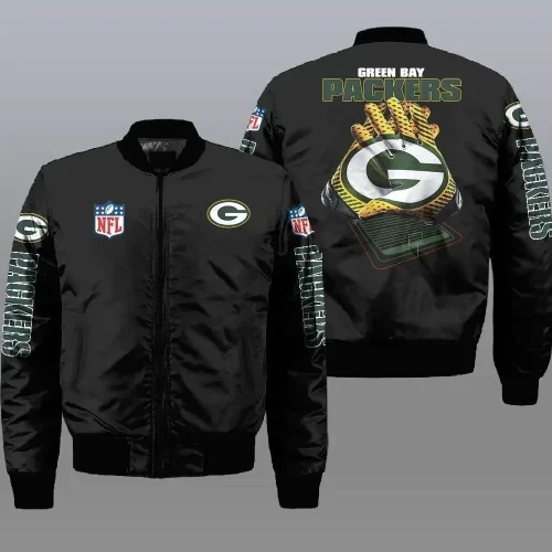 Green Bay Packers Pattern Bomber Jacket – Dark Green