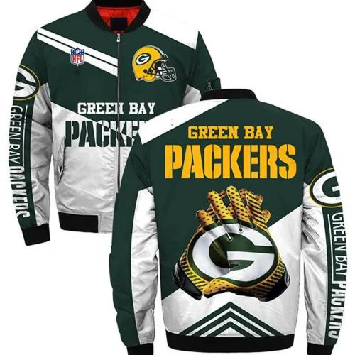 Green Bay Packers Heart ECG Line Pattern Bomber Jacket – Green Yellow