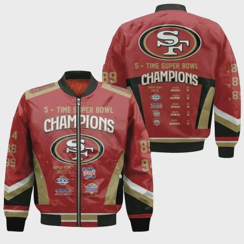 5 Times San Francisco 49ers All Prizes Team Logo Bomber Jacket – Red