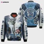 A.J Brown Tennessee Titans Afc South Logo Bomber Jacket – White And Blue