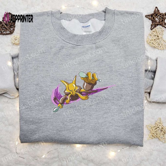 Alakazam x Nike Swoosh Anime & Pokemon Embroidered Shirt Nike Inspired Design