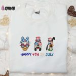 Disney Embroidered Shirt: America Daisy Duck Goofy Pluto – Perfect National Day Gift