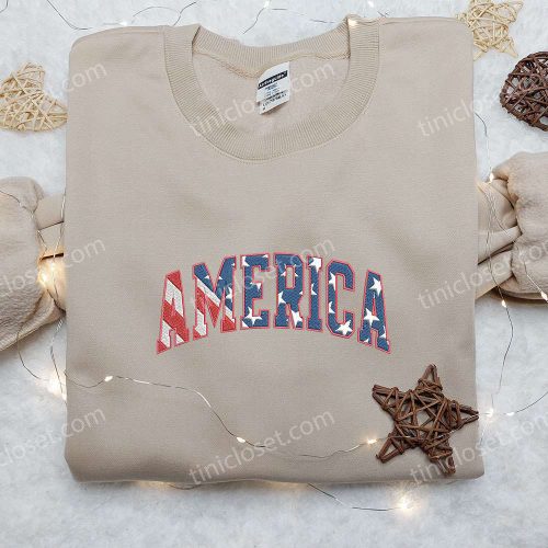 Show Your Patriotism with America Embroidered Shirt – Perfect National Day Gift!