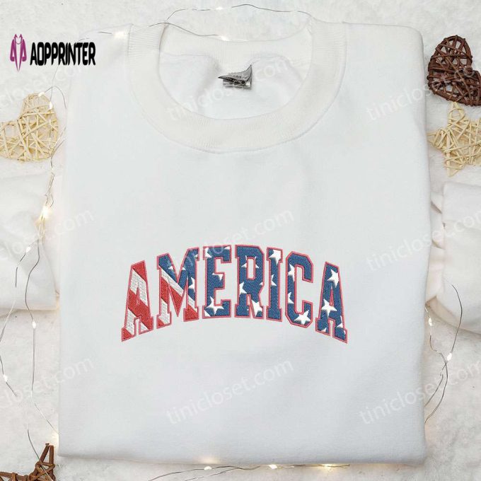 Show Your Patriotism with America Embroidered Shirt – Perfect National Day Gift!