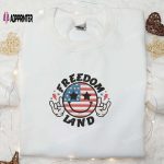 America Freedom Land Smile Icon Embroidered Shirt: Best Patriotic National Day Gift