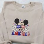 American Mickey Glasses Embroidered Shirt: Best Patriotic Disney Shirt