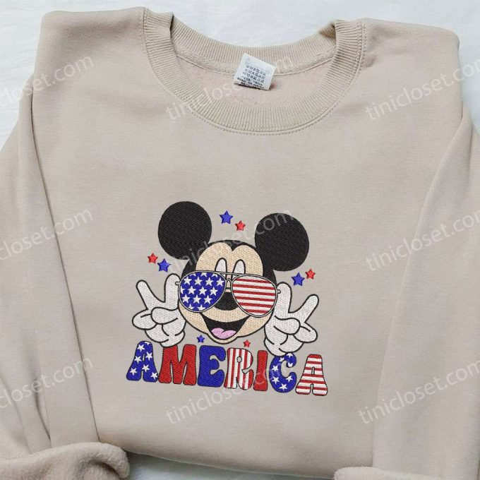 American Mickey Glasses Embroidered Shirt: Best Patriotic Disney Shirt