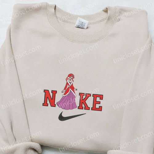 Ariel Disney Christmas x Nike Embroidered Sweatshirt: Festive Cartoon Shirt Perfect Christmas Gift