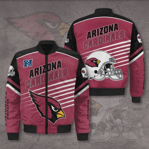 Arizona Cardinals 3D Logo Pattern Bomber Jacket – Red And Black