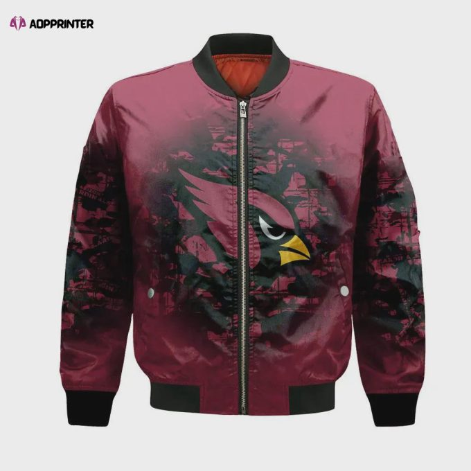 Arizona Cardinals Bomber Jacket 3D Printed Camouflage Vintage