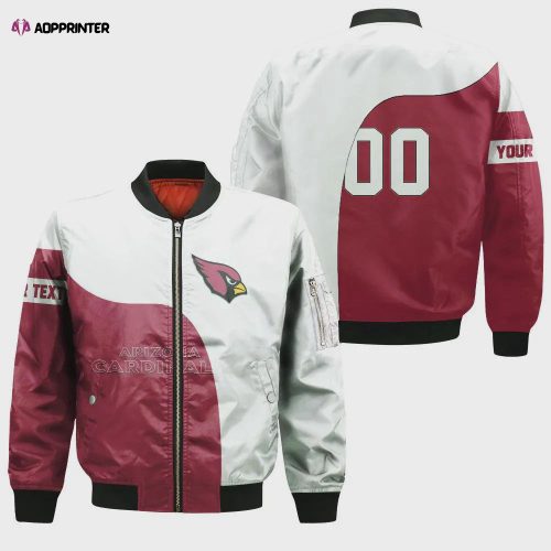 Arizona Cardinals Logo Graphic Ball Pattern Bomber Jacket – White Red