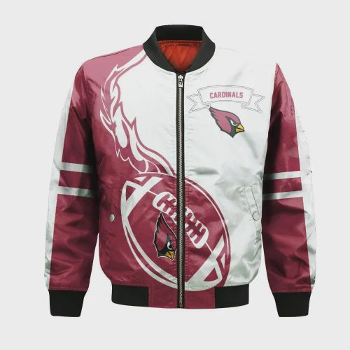 Arizona Cardinals Bomber Jacket 3D Printed Flame Ball Pattern