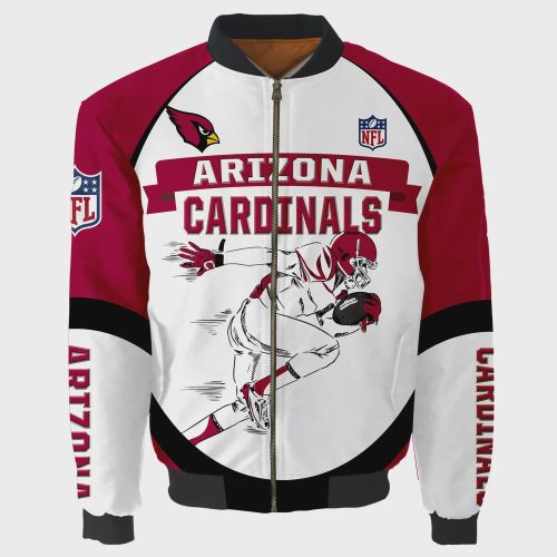 Arizona Cardinals Logo Pattern Bomber Jacket – Red And White