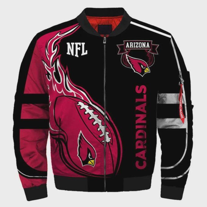 Arizona Cardinals Team Logo Bomber Jacket – Red And Black