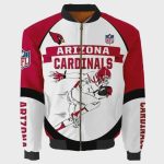 Arizona Cardinals Team Logo Pattern Bomber Jacket – Red And White