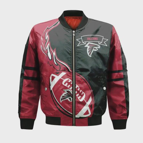 Atlanta Falcons Bomber Jacket 3D Printed Flame Ball Pattern