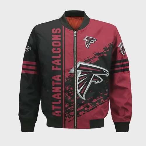 Atlanta Falcons Bomber Jacket 3D Printed Logo Pattern In Team Colours