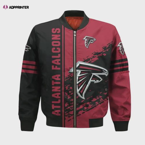 Atlanta Falcons Bomber Jacket 3D Printed Logo Pattern In Team Colours