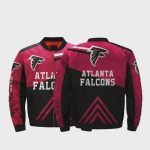 Atlanta Falcons Logo Pattern Bomber Jacket – Black And Dark Pink