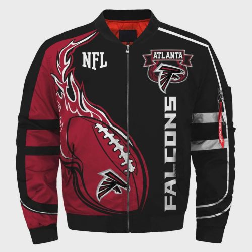 Atlanta Falcons Logo Pattern Bomber Jacket – Red And Black