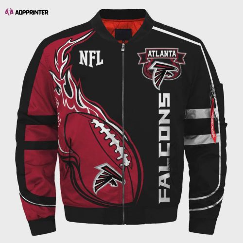 Atlanta Falcons Logo Pattern Bomber Jacket – Red And Black