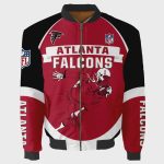 Atlanta Falcons Team Logo Pattern Bomber Jacket – Red