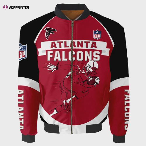 Atlanta Falcons Players Logo Pattern Bomber Jacket – Red