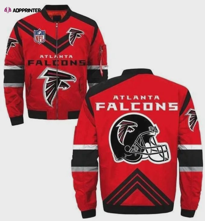 Atlanta Falcons Team Logo Pattern Bomber Jacket – Red And Black