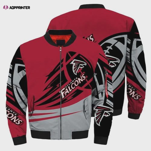 Atlanta Falcons Team Logo Pattern Bomber Jacket – Red