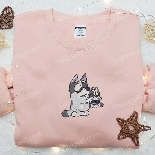 Aunt Trixie & Muffin Embroidered Shirt Bluey Cartoon Hoodie – Perfect Mother s Day Gift