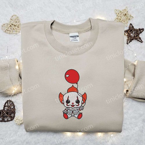 Spooky Baby Clown IT Balloon Embroidered Sweatshirt & Hoodie – Best Halloween Gift Ideas