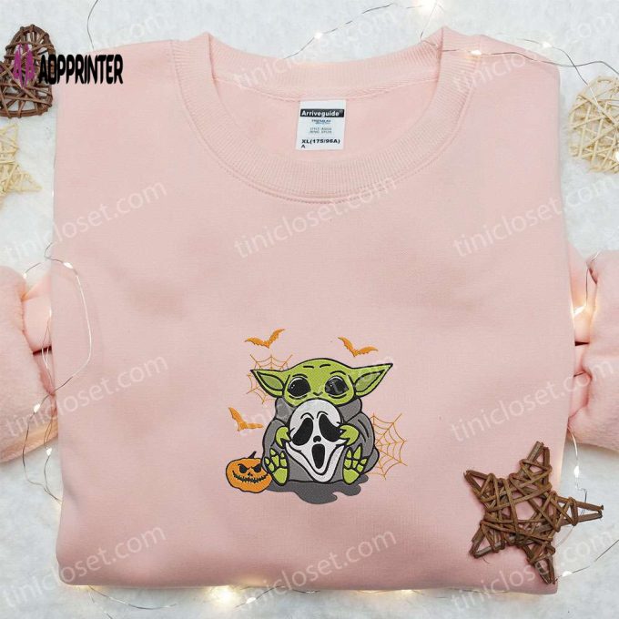 Baby Yoda Ghostface Embroidered Sweatshirt – Halloween Hoodie Best Gift Ideas