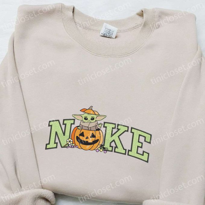 Baby Yoda Pumpkin x Nike Embroidered Sweatshirt: Spooktacular Halloween Gift!