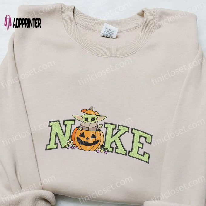 Baby Yoda Pumpkin x Nike Embroidered Sweatshirt: Spooktacular Halloween Gift!