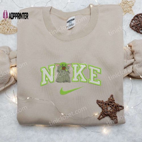 Baby Yoda x Nike Embroidered Shirt – Star Wars Cartoon Design Shop Now