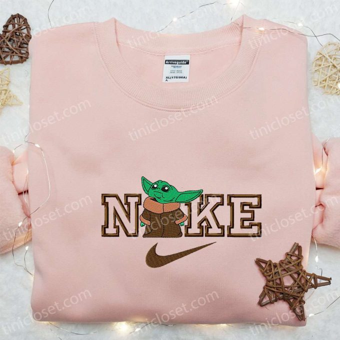 Baby Yoda x Nike Movie Embroidered Shirt – Best Gift for Family Nike Inspired